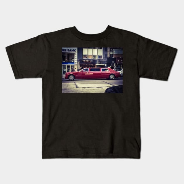 Red Limousine in Koreatown, Manhattan, NYC Kids T-Shirt by eleonoraingrid